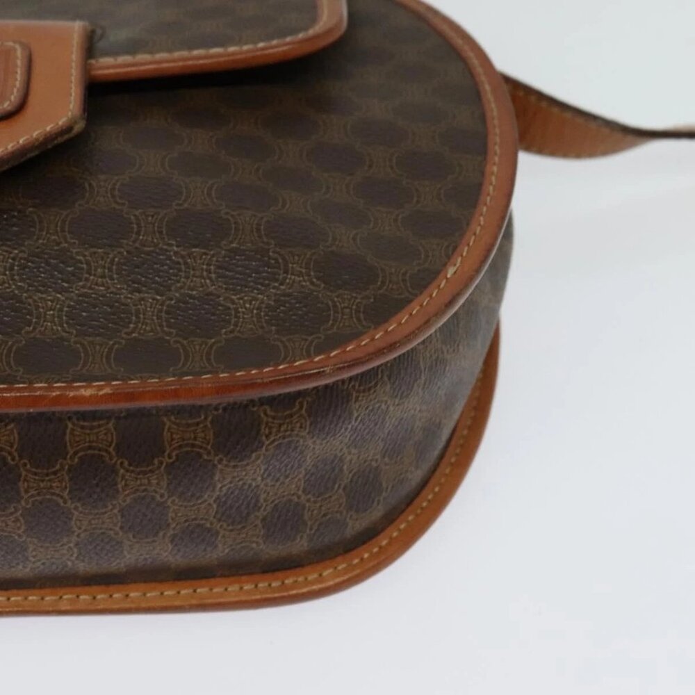 CELINE Macadam Canvas Shoulder Bag PVC Leather Brown Gold Auth 121435 - Picture 4 of 16